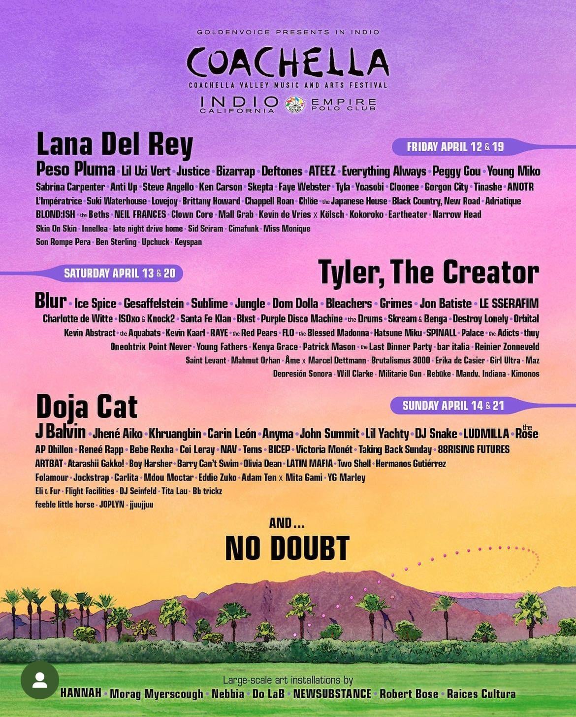 The Coachella 2024 lineup INBELLA