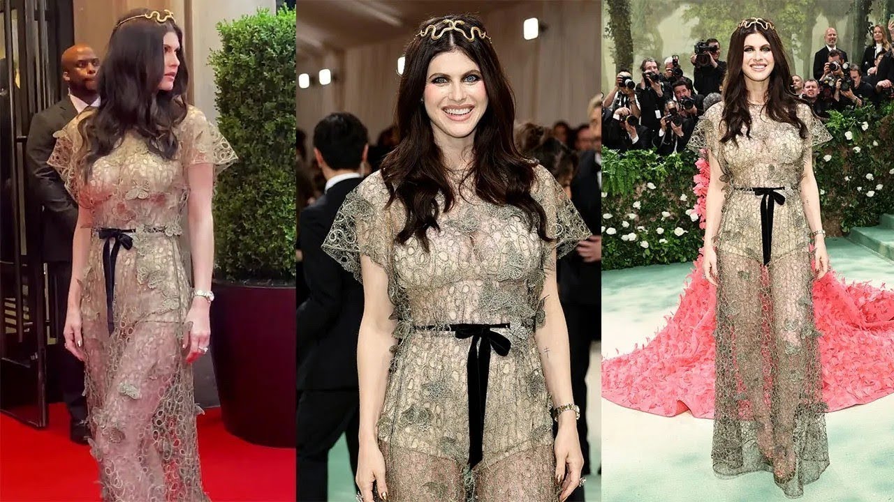 Actress Alexandra Daddario Red Carpet Style In Christian Dior Haute Couture At Met Gala