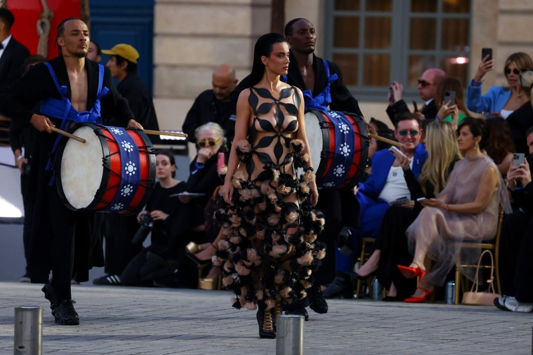 Katy Perry walks the runway during Vogue World Paris 2024 wearing Luar