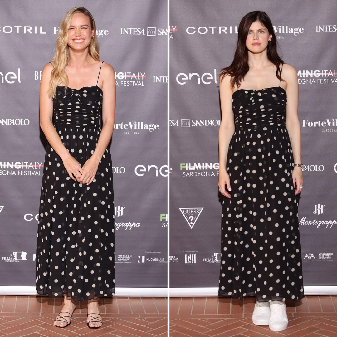 Brie Larson and Alexandra Daddario twin in the Dôen ‘Rosaria’ dress at ...
