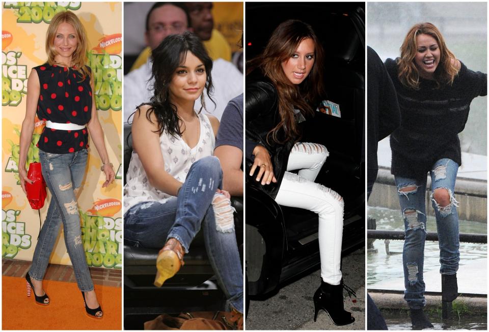 Left to right: Cameron Diaz (2009), Vanessa Hudgens (2009), Ashley Tisdale (2009), Miley Cyrus (2010)