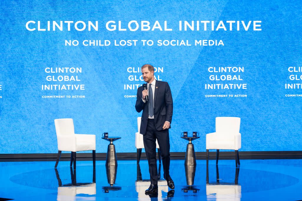 Prince Harry speaks on impact of social media on mental health of children during Clinton Global Initiative day 2 at Hilton Hotel. Lev Radin/Pacific Press/Shutterstock