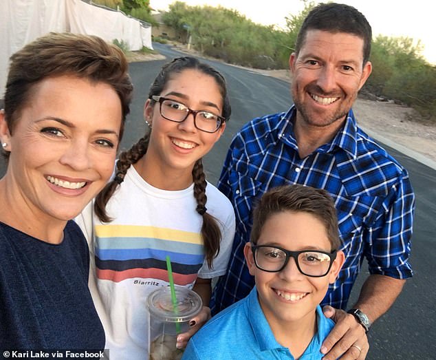 Lake with husband Jeff Halperin and children Ruby and Leo in a Facebook photo from 2017