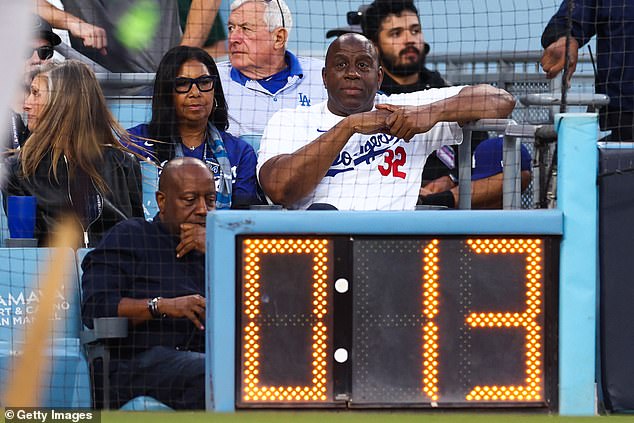 Part-owner Magic Johnson was also in attendance to watch LA take on New York