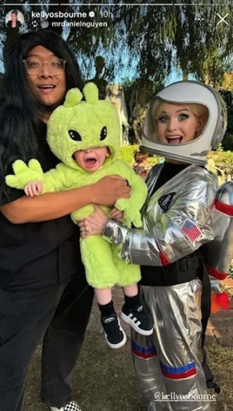 Kelly Osbourne, 40, was a fun mom as she dressed up like an astronaut, while her son Sidney, 23 months, was an alien in a little green suit