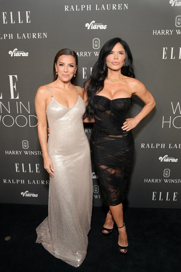 LOS ANGELES, CALIFORNIA - DECEMBER 05: (L-R) Eva Longoria and Lauren Sanchez attend ELLE's 2023 Women in Hollywood Celebration Presented by Ralph Lauren, Harry Winston and Viarae at Nya Studios on December 05, 2023 in Los Angeles, California. (Photo by Charley Gallay/Getty Images for ELLE )