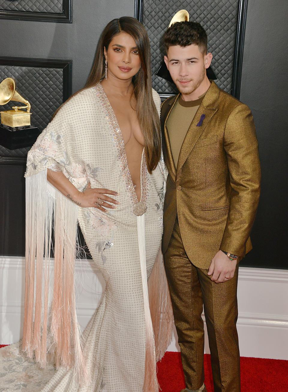 Priyanka Chopra, Nick Jonas at arrivals for 62nd Annual Grammy Awards - Arrivals 2, STAPLES Center, Los Angeles, CA January 26, 2020. Photo By: Tsuni/Everett Collection