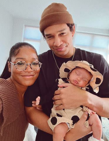 <p>Keke Palmer/Instagram</p> Keke Palmer with Darius and their son Leo