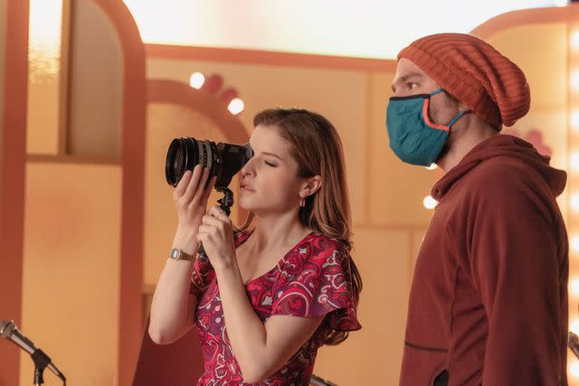 <p>Leah Gallo/Netflix</p> Anna Kendrick and director of photography Zach Kuperstein on set of Woman of the Hour