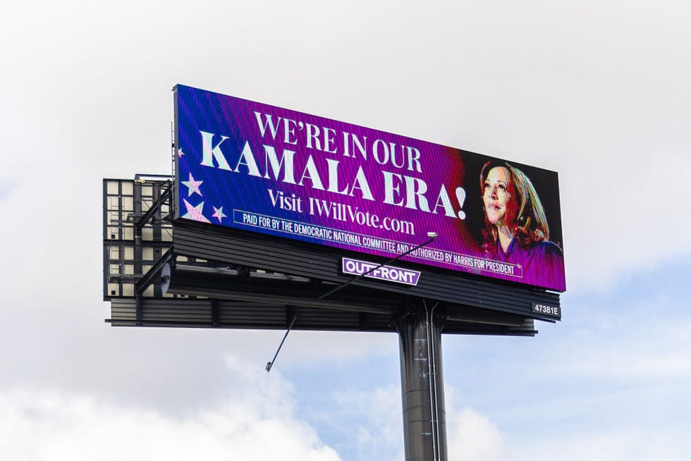 miami, florida october 20 a billboard sponsored by the democratic national committee is pictured on october 20, 2024 in miami, florida the billboard encourages voters to vote for kamala harris ahead of the taylor swift concert photo by john parragetty images for dnc