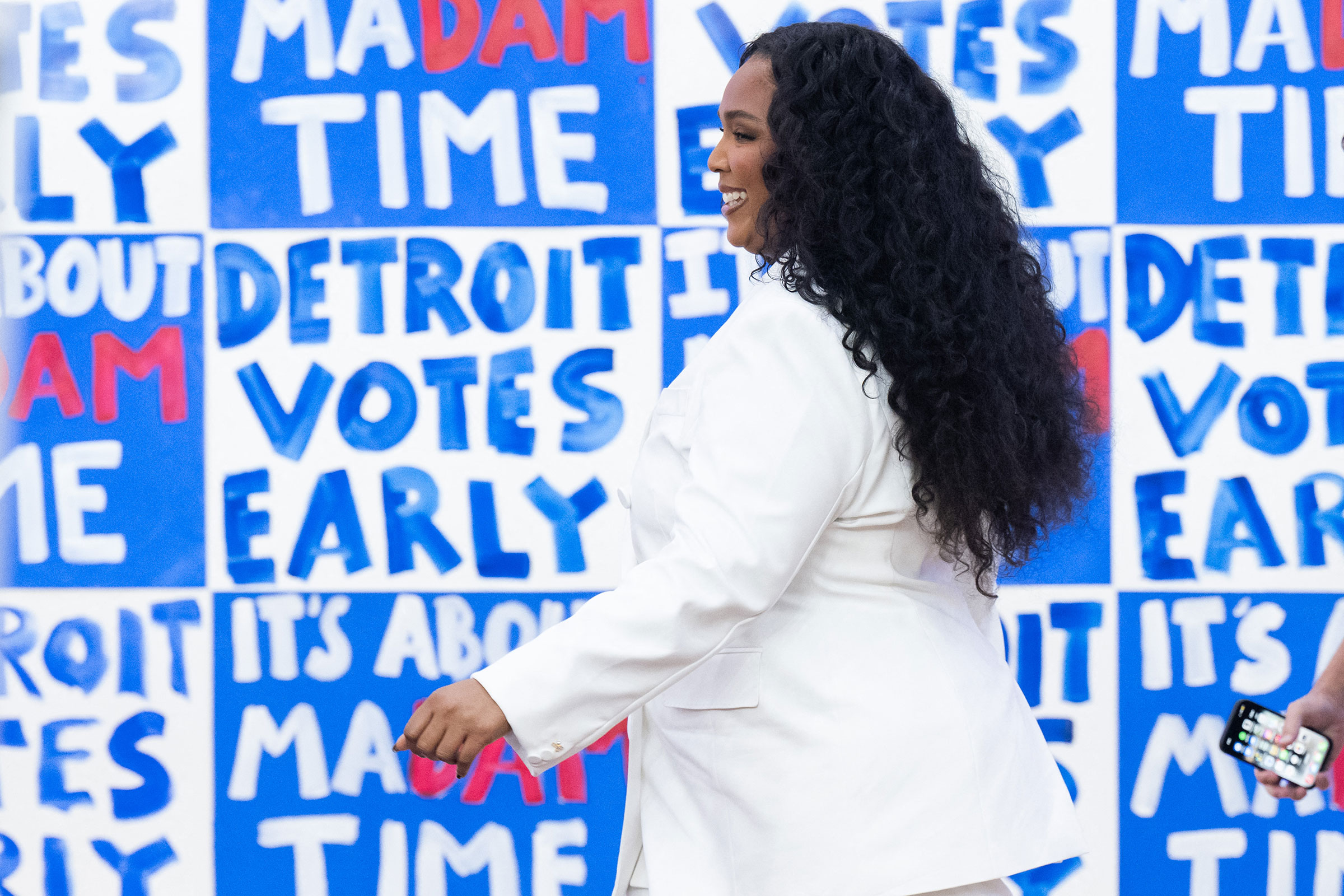 Lizzo attends a get out the vote campaign rally in Detroit, Mich., on Oct. 19.